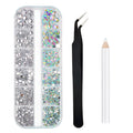 Boxed 3D Flat Back Nail Rhinestones Nail Gems Glass AB & Clear Crystal Rhinestones Kit Nail Art Charms DIY Manicure Accessories
