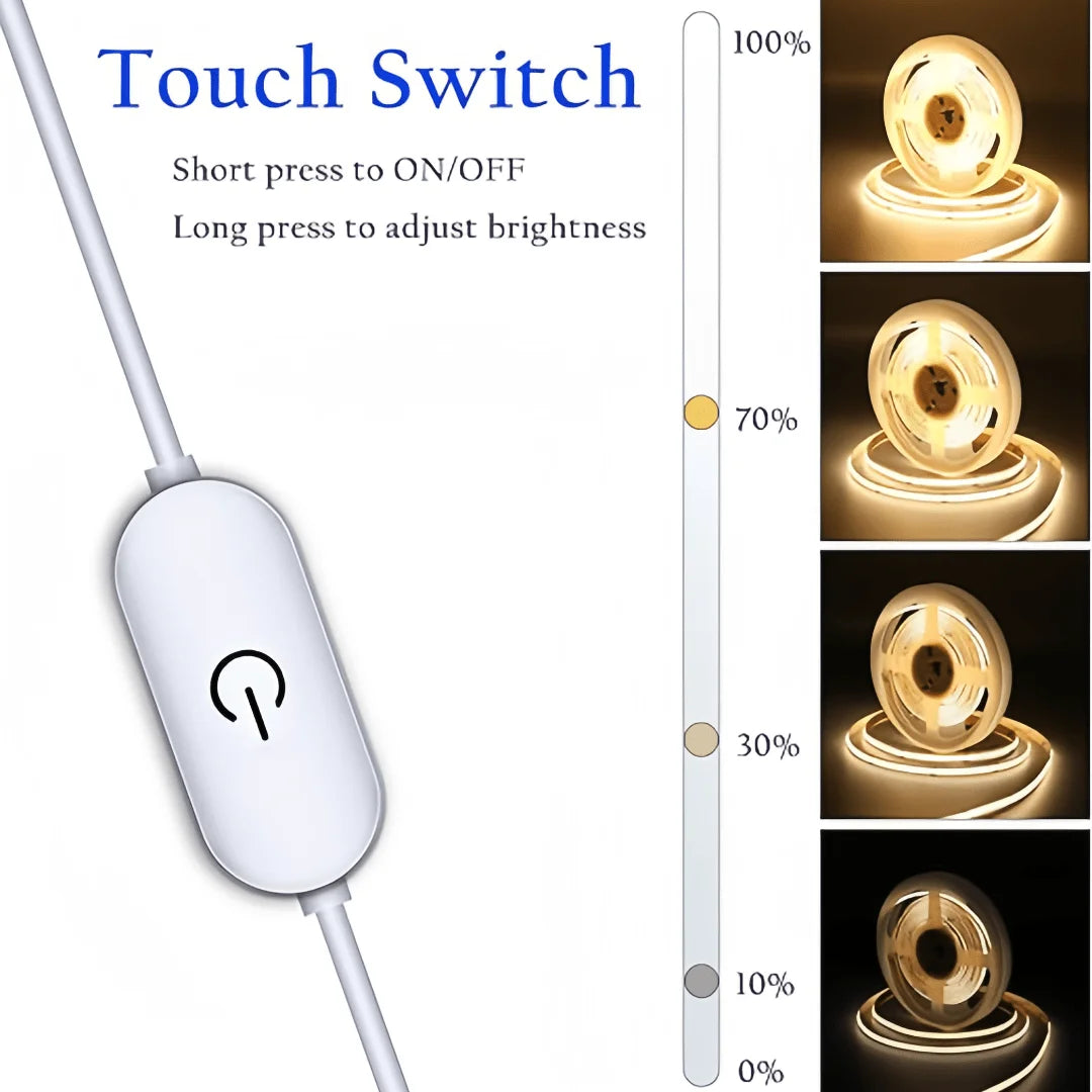 LED COB Light Strip Touch Dimmer Flexible Diode Tape 5V USB Linear Indoor Lighting La alternate view