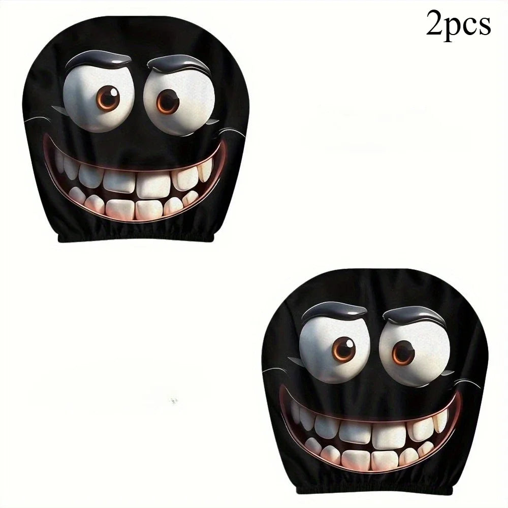 Smiley Face Car Headrest Cover 2pcs alternate view
