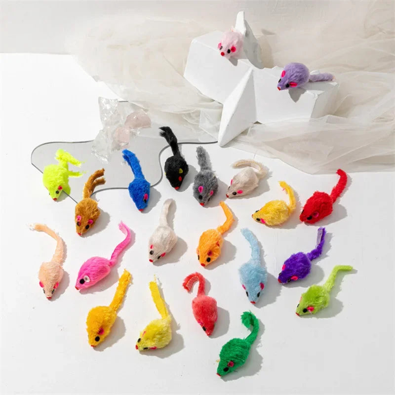 Pet Cat Toys False Mouse Feather Rainbow Mouse Toy Funny Playing Toys For Kitten