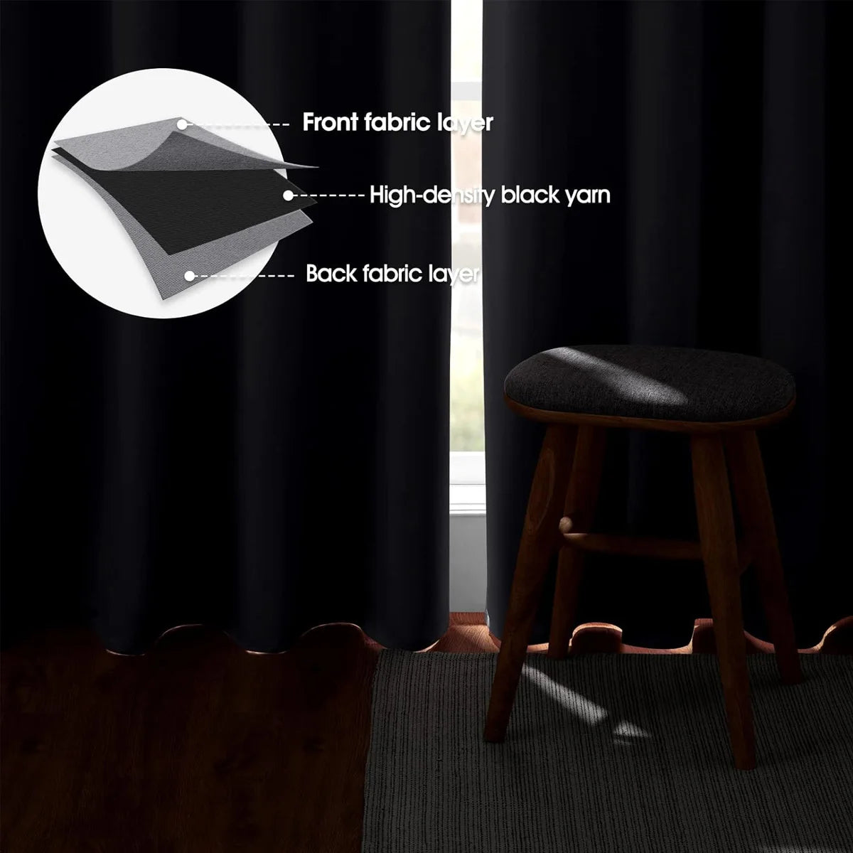 4PCS Blackout Curtains Grommet Top For Bedroom