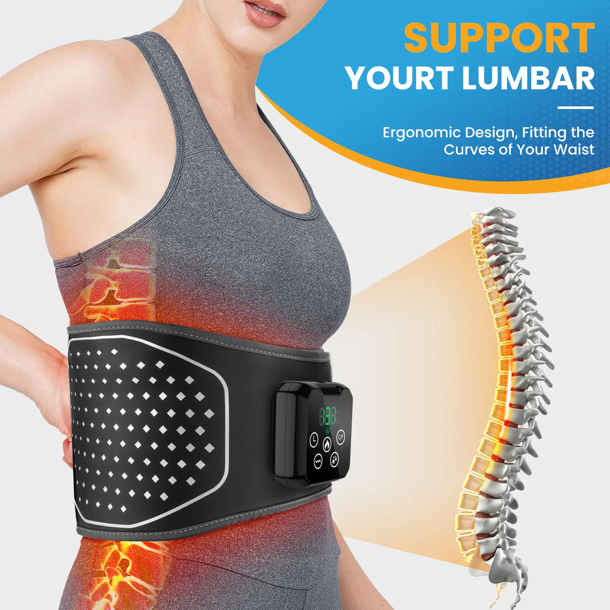 Heating Massage Waist Belt With Vibration and Air Support