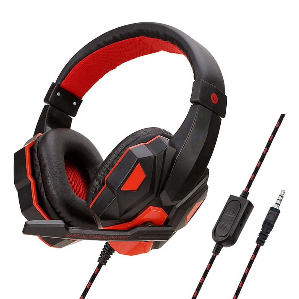 Wired Gaming Headphones for PS4 PS5 Xbox Smartphone Laptop PC Bass Stereo Gamer Headse close-up view