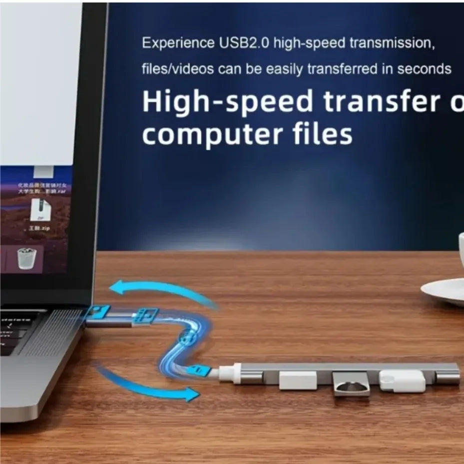 USB C Hub 4-Port USB 3.0 Adapter Aluminum additional angle